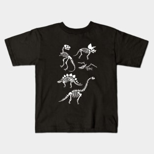 Dinosaur Fossils - Black and White Kids T-Shirt